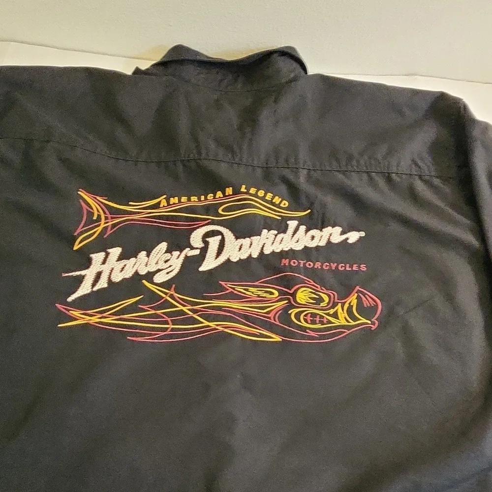 Harley Davidson Button Up Shirt Mens XXXL Black Short Sleeve‎ Casual Biker